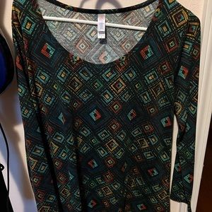 Long sleeve scoop neck top stain glass window pane beautiful